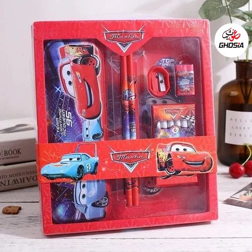7 Pcs Stationery Gift Set For Boys & Girls Cartoon Characters Themed Stationery Gift Pack With Crayons Set - Ghosia Mall's