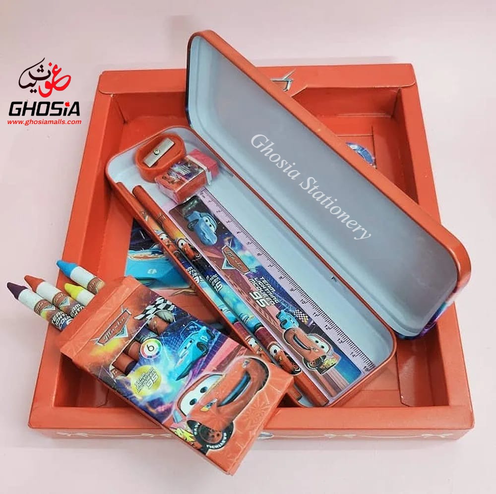 7 Pcs Stationery Gift Set For Boys & Girls Cartoon Characters Themed Stationery Gift Pack With Crayons Set - Ghosia Mall's