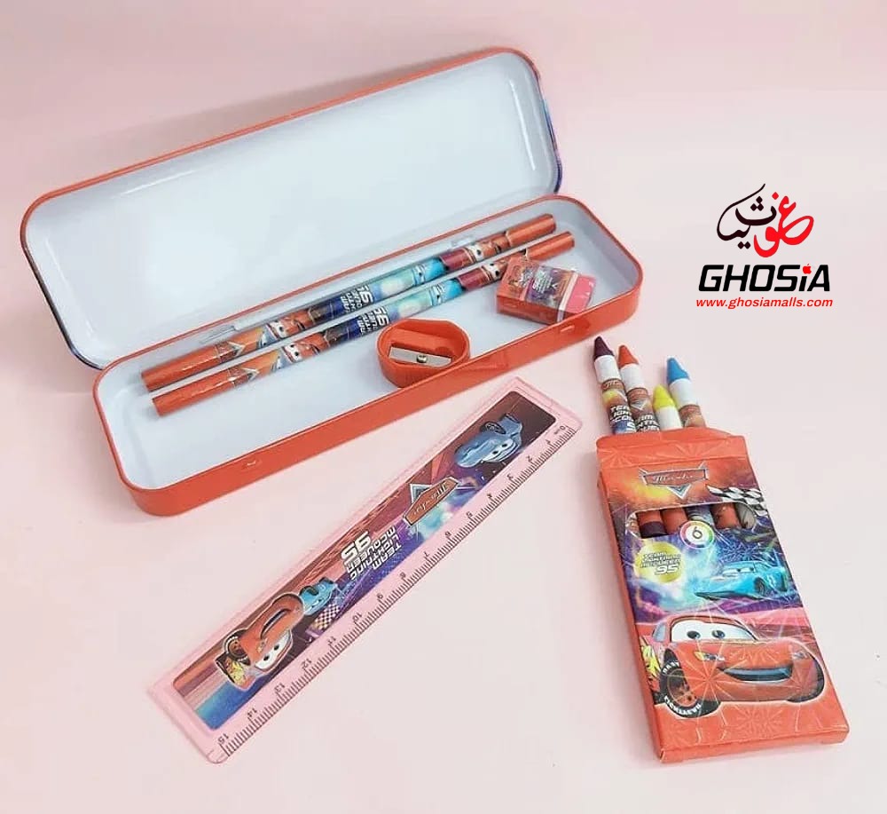 7 Pcs Stationery Gift Set For Boys & Girls Cartoon Characters Themed Stationery Gift Pack With Crayons Set - Ghosia Mall's