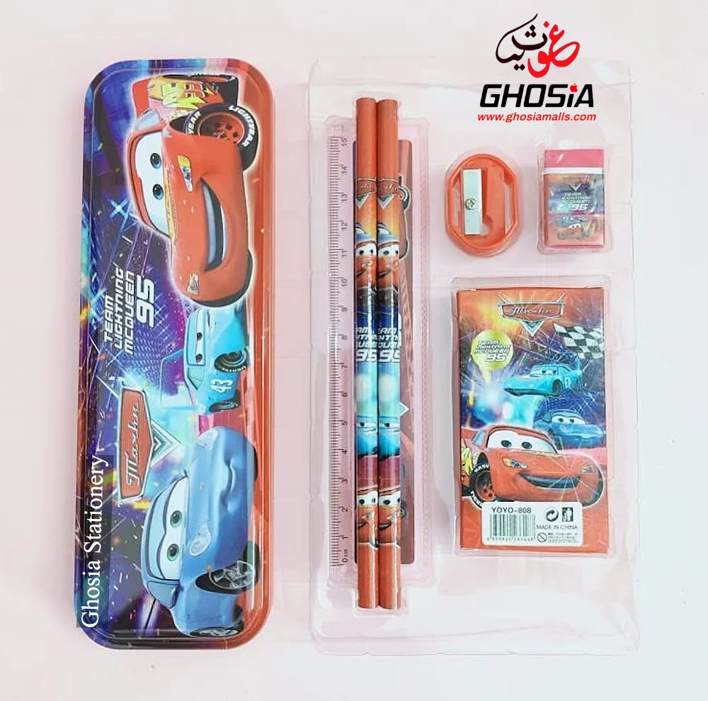 7 Pcs Stationery Gift Set For Boys & Girls Cartoon Characters Themed Stationery Gift Pack With Crayons Set - Ghosia Mall's