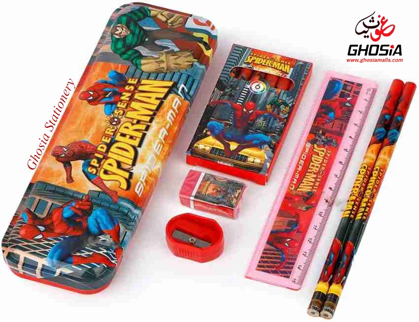 7 Pcs Stationery Gift Set For Boys & Girls Cartoon Characters Themed Stationery Gift Pack With Crayons Set - Ghosia Mall's