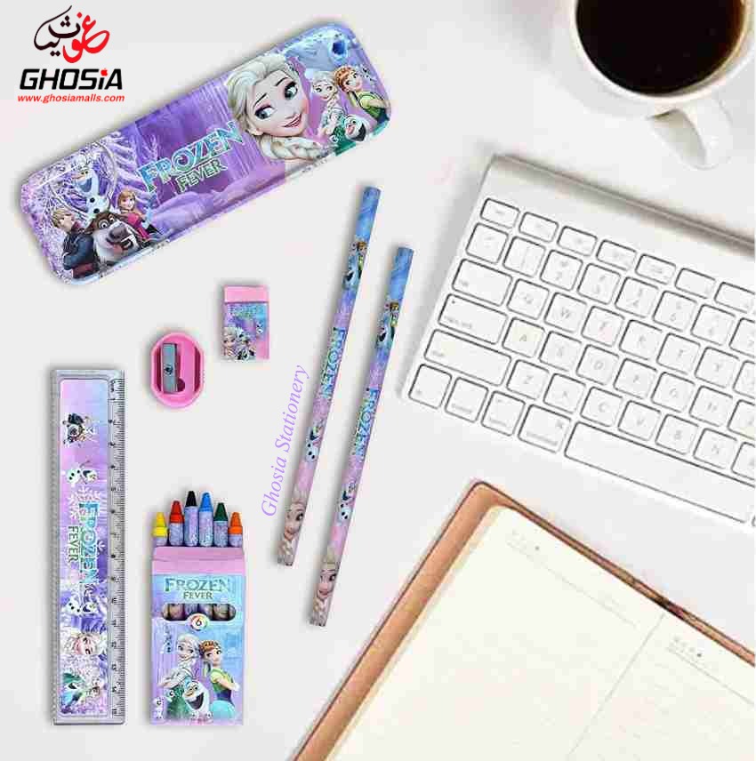 7 Pcs Stationery Gift Set For Boys & Girls Cartoon Characters Themed Stationery Gift Pack With Crayons Set - Ghosia Mall's