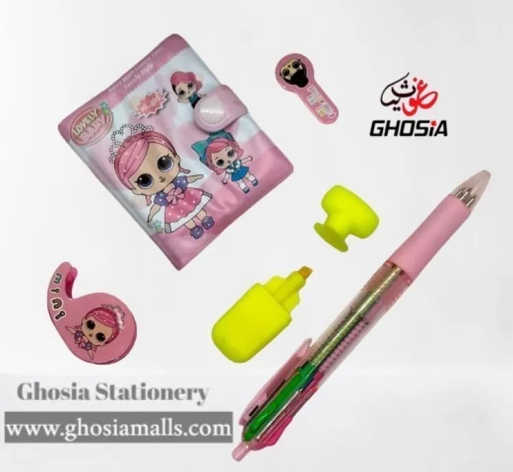 Cute Baby Doll Pocket Diary, Multi-color Ball point,Mini Highlighter, Stickers Gift Set - Ghosia Mall's