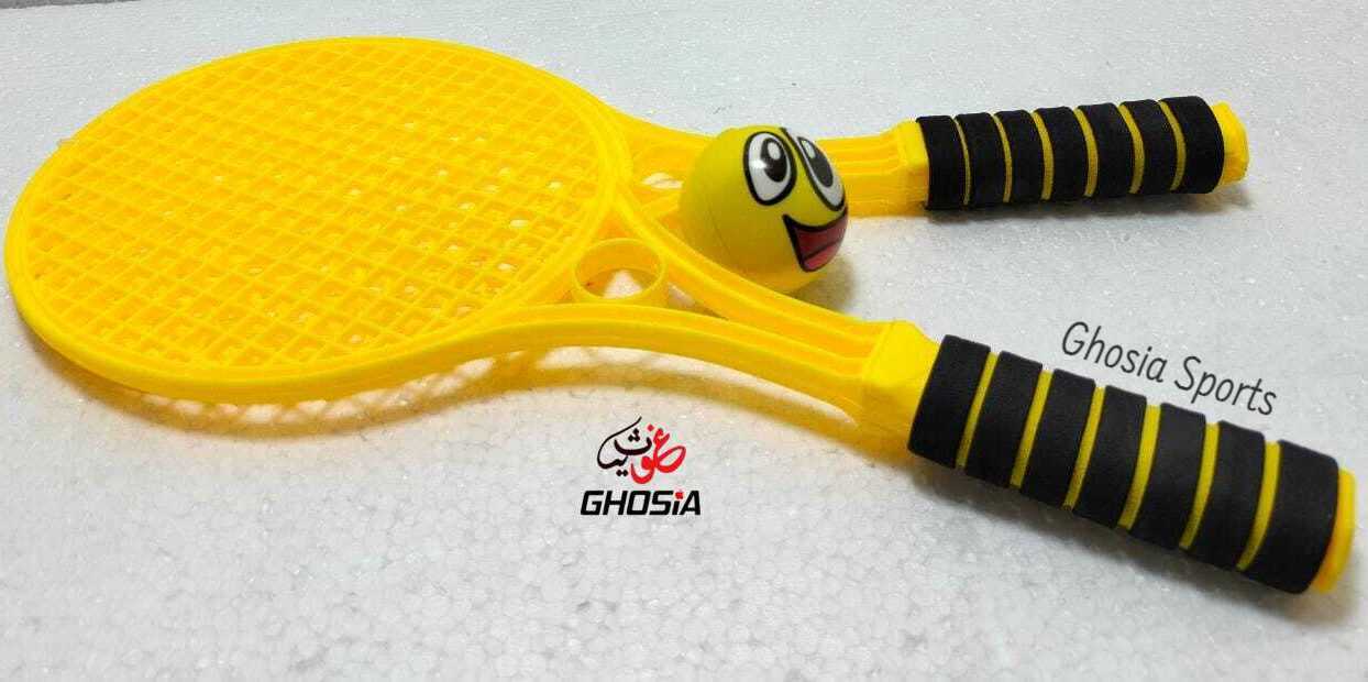 Junior Sports Plastic Tennis Rackets Foam Grip With Colorful Ball - Ghosia Mall's