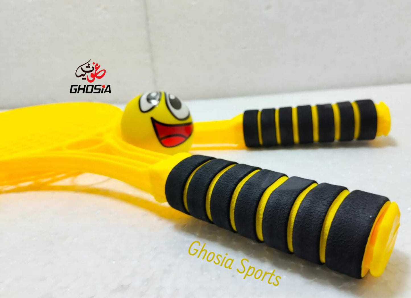 Junior Sports Plastic Tennis Rackets Foam Grip With Colorful Ball - Ghosia Mall's