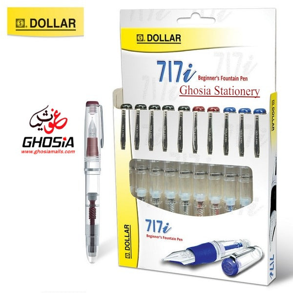Dollar Fine Writing Crystal Body Fountain Pen Transparent Body Ink Pen For Students & Adults ( Set of 3 ) - Ghosia Mall's
