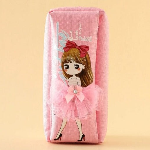 Beautiful Geometry Pouch For Girls Pretty Stationery Pouches Wide Capacity Double Compartments - Ghosia Mall's