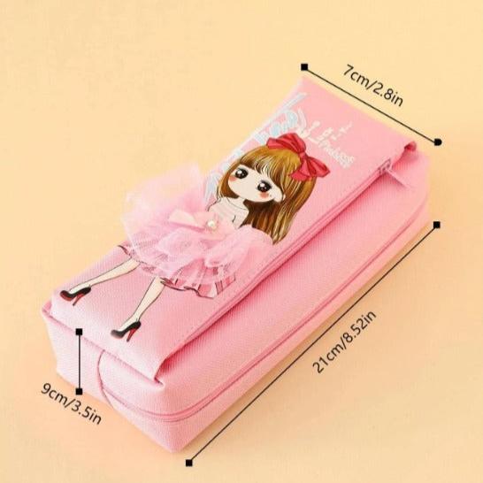 Beautiful Geometry Pouch For Girls Pretty Stationery Pouches Wide Capacity Double Compartments - Ghosia Mall's