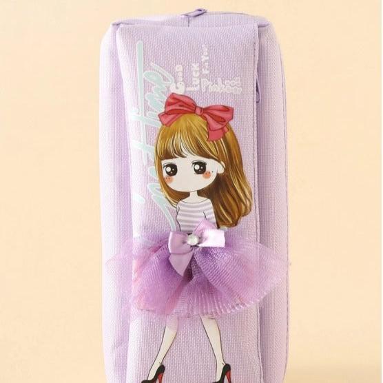 Beautiful Geometry Pouch For Girls Pretty Stationery Pouches Wide Capacity Double Compartments - Ghosia Mall's