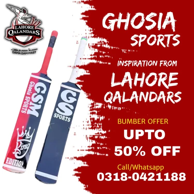 Ghosia Sports Lahore Qalandar King Edition Cricket Bat - Ghosia Mall's