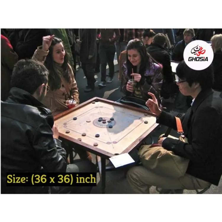 Wooden Carrom Board with Free Coins Stricker & Dental (36 x 36) Inches With Draw - Ghosia Mall's