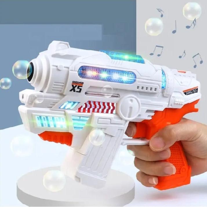 Automatic Water Bubble Gun With Music and Colorful Dazzling Lights Summer Gift For Kids Bubble Shooter Gun - Ghosia Mall's