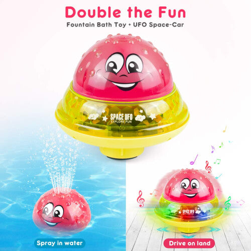 2 in 1 Induction Water Spray Toy & Space UFO Car Toys with LED Light Musical Fountain Toy Automatic Induction Sprinkler Bath Toy - Ghosia Mall's