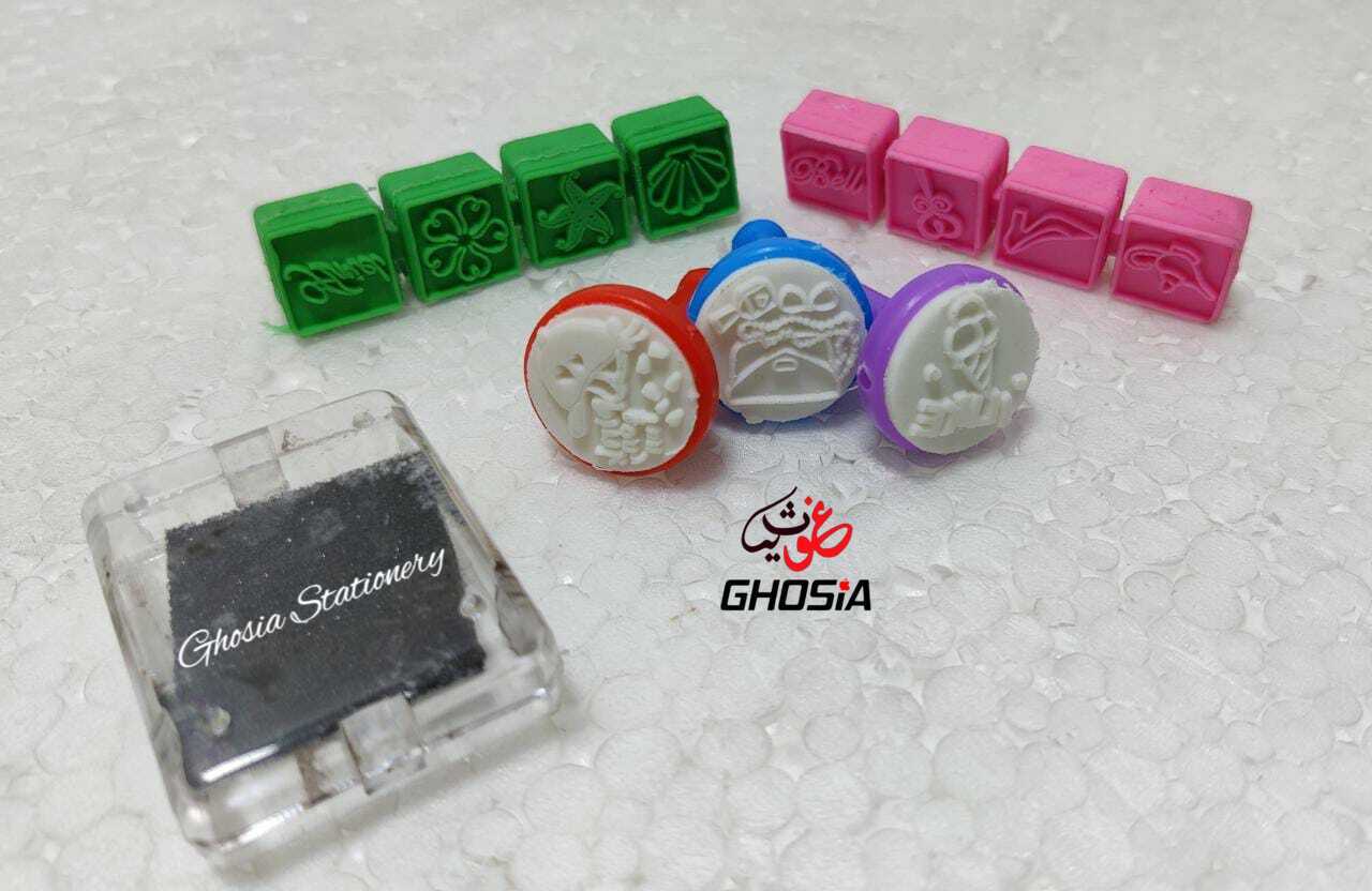 Kids Mixed Stationery Set With Cute Shape Stamps Children Stationery & Stamp Set - Ghosia Mall's