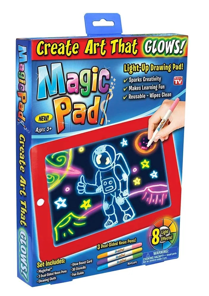 3D Magic Pad Light Up Drawing Pad With Neon Pens LED Writing Board For Kids Glow Up Writing Drafting Pad For Kids - Ghosia Mall's