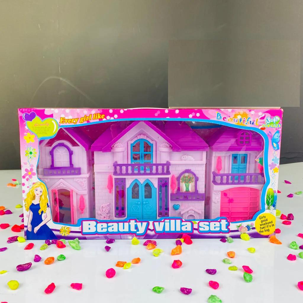 Big Doll House with Furniture Pink Purple Family Playset for Kids Ghosia Mall s