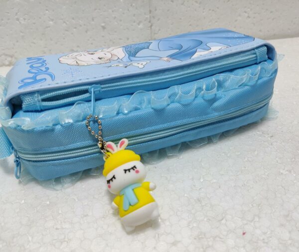 Beauty Girl Stationery Pouch With Cartoon Key chain Pendant Princess Theme Stationery Organizer Pouch - Ghosia Mall's