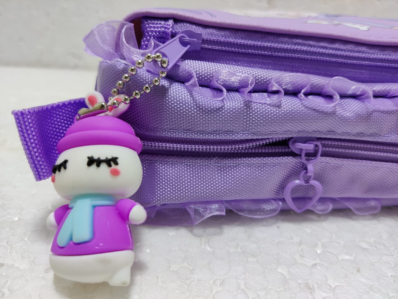 Beauty Girl Stationery Pouch With Cartoon Key chain Pendant Princess Theme Stationery Organizer Pouch - Ghosia Mall's