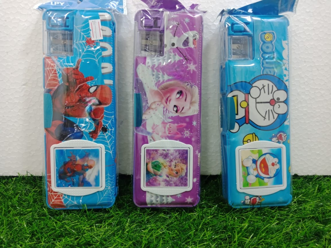 Kids Cartoon Character Double Side Magnetic Geometry Box With Calculator Stationery Organizer For Boys & Girls - Ghosia Mall's
