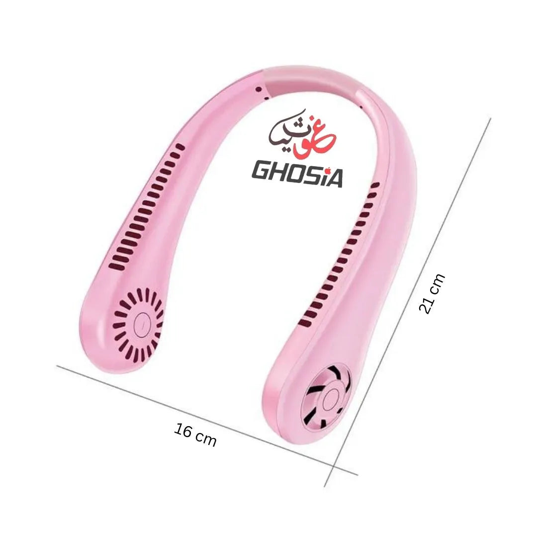 Pink Portable Neck Fan, Personal Bladeless Wearable with Portable 360°Cooling USB Rechargeable Mini Hanging Neck Fan for Outdoor Sports - 6210