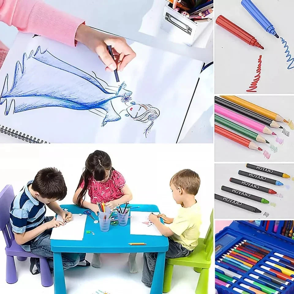 Drawing Art Kit 68 Pcs Arts & Craft Set Oil Pastels, Crayons, Colored Pencils, Paint Brush, Watercolor Cakes, Portable Art Supplies - Ghosia Mall's