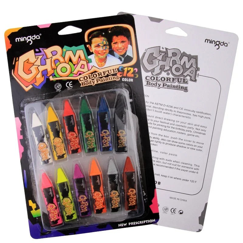 12 Colors Body Paint Crayons Art Painting Pencils Makeup Kids Face Paint - Ghosia Mall's