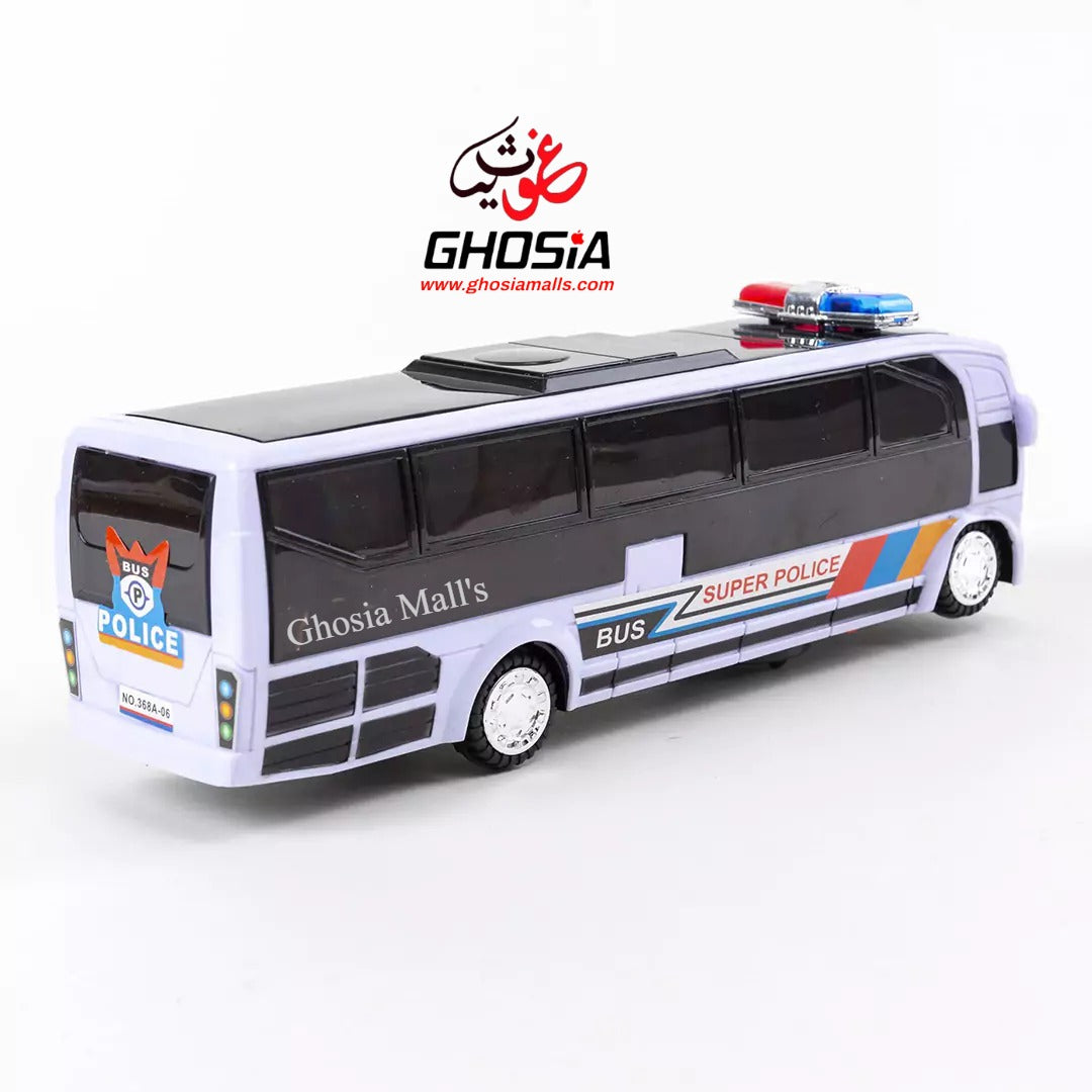 Toy Street Police Car Bus With Siren And 5D Light Police Bus Toy Bus Bump & Go Police Car Bus For Kids - Ghosia Mall's