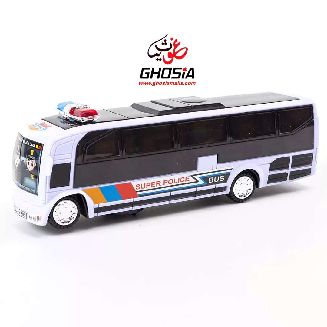 Toy Street Police Car Bus With Siren And 5D Light Police Bus Toy Bus Bump & Go Police Car Bus For Kids - Ghosia Mall's