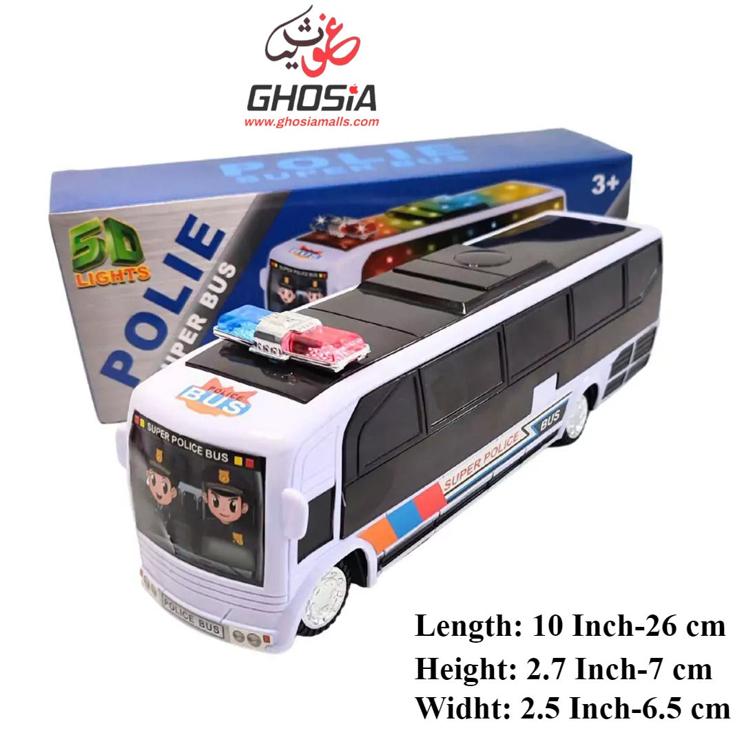 Toy Street Police Car Bus With Siren And 5D Light Police Bus Toy Bus Bump & Go Police Car Bus For Kids - Ghosia Mall's