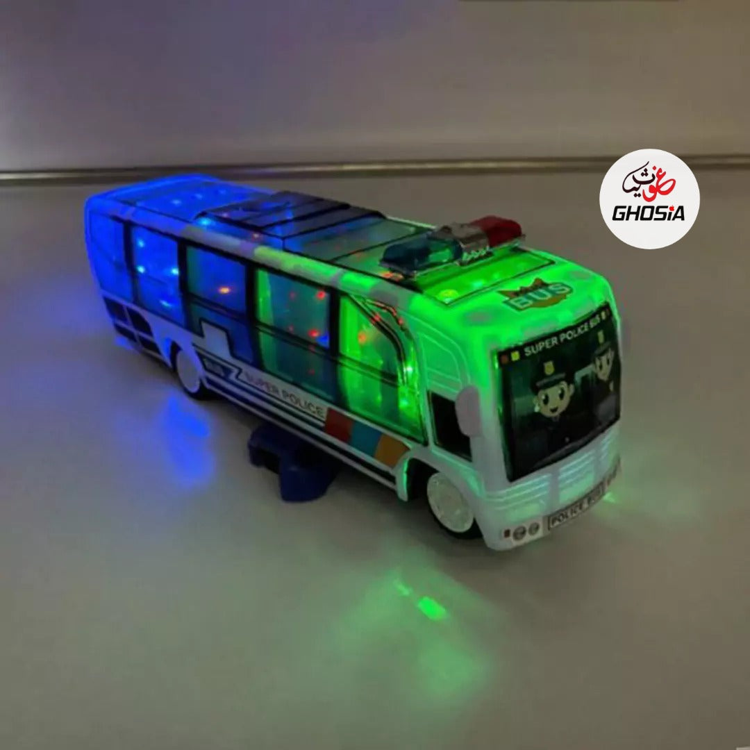 Toy Street Police Car Bus With Siren And 5D Light Police Bus Toy Bus Bump & Go Police Car Bus For Kids - Ghosia Mall's