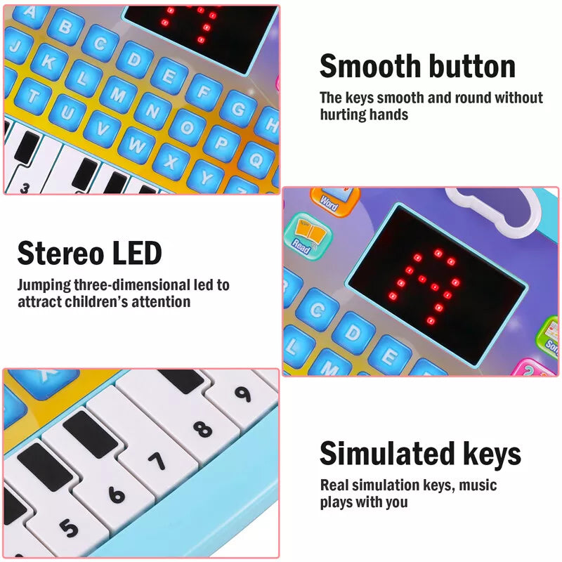 LED Display with Music, Alphabet ABC & 123 Learning Computer for Kids - Ghosia Mall's