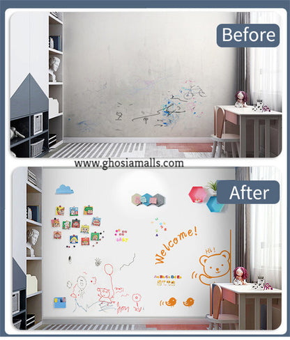 Adhesive Whiteboard Sticker With 2 Markers ( 36 inch x 15 inch ) Whiteboard Wall Sticker