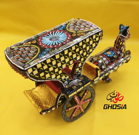 Traditional Glass Work Decoration Horse Fancy Decorative Model Traditional Design Horse & Cart