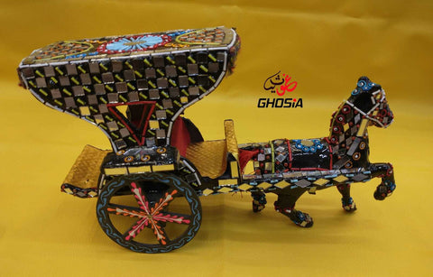 Traditional Glass Work Decoration Horse Fancy Decorative Model Traditional Design Horse & Cart