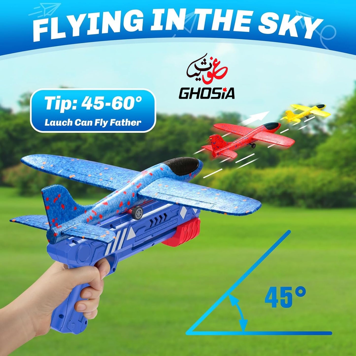 LED Foam Glider Catapult Plane Toy for Kids | 2 Flight Modes | Outdoor Flying Fun Airplane Launcher