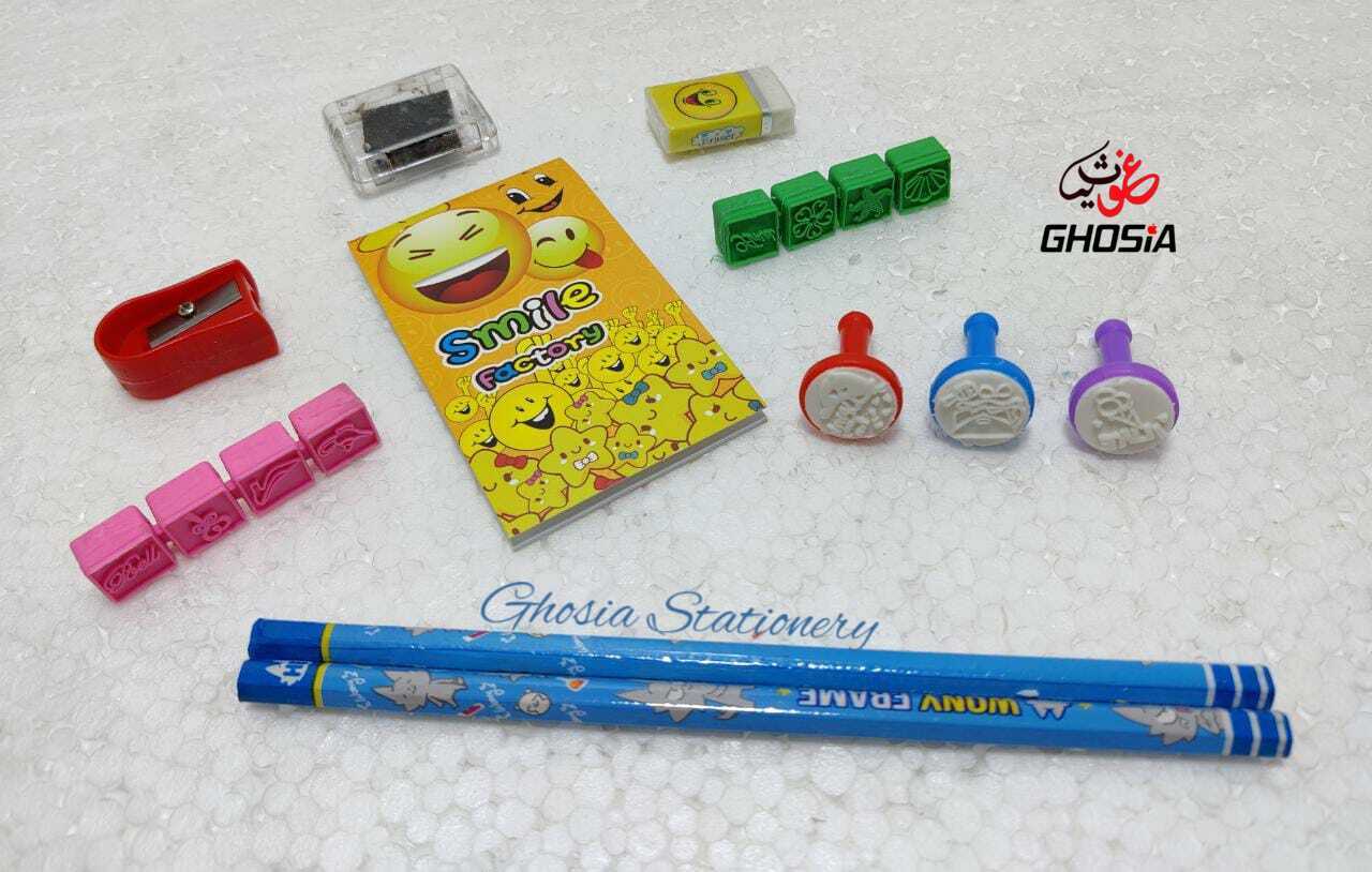 Kids Mixed Stationery Set With Cute Shape Stamps Children Stationery & Stamp Set