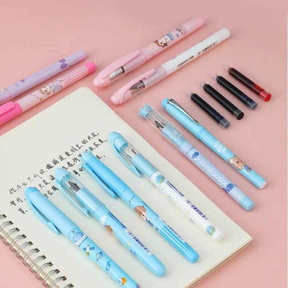 Soft Theme Ink Pen For Girls And For Boys Fountain Pen Set With Erasable Ink Cartridges Gift For Kids For Boys &Girls - Ghosia Mall's