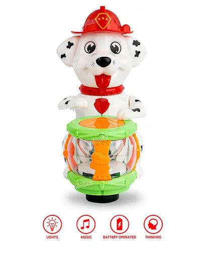 Dog Drummer Cute Toy For Kids With Lights And Music-Bump & Go Toy