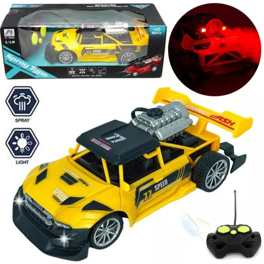 Drift Spray Type RC Car 1:18 Scale High-Speed Rechargeable & Remote Control Racing Car