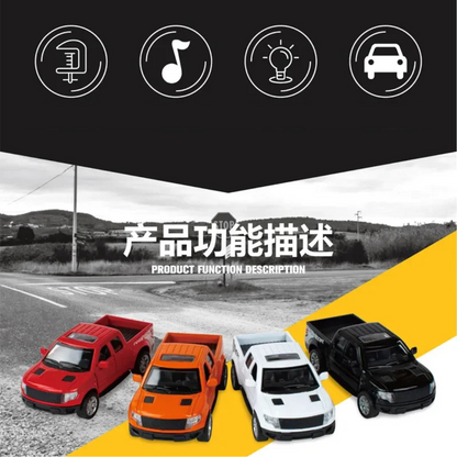 Alloy Die Cast Metal Pickup Off Road Model Toy Simulation Car Sound Light Pull Back Toys Car For Children