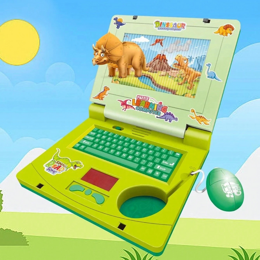 Dinosaur Musical Toy Laptop For Kids With Cheerful Music, Sounds & Lights ( Free Dinosaur Stickers )