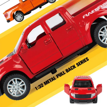 Alloy Die Cast Metal Pickup Off Road Model Toy Simulation Car Sound Light Pull Back Toys Car For Children