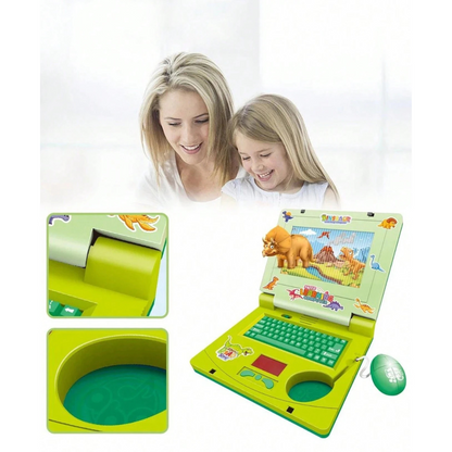 Dinosaur Musical Toy Laptop For Kids With Cheerful Music, Sounds & Lights ( Free Dinosaur Stickers )