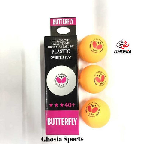 3-Star 40mm Butterfly Plastic Professional Table Tennis Balls ( Pack of 3 )-Japanese Quality Plastic Ping Pong Ball, Tennis Ball