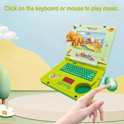 Dinosaur Musical Toy Laptop For Kids With Cheerful Music, Sounds & Lights ( Free Dinosaur Stickers )