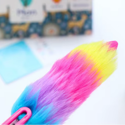 Bold Colors Rainbow Fur Pen Multi Color 6-in-1 Pen Fuzzy Pom Pom Pens Colorful Kawaii Stationery