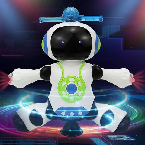 Electronic Space Robot Dancing Dazzling Music Robot Flash LED Light Electric Rotation Walking Robot Toy Toys for Boys Kids Gift