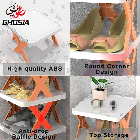 5 Layers Shoes Racks Lightweight Shoe Shelf Storage Organizer for Entryway (5-Layers, Black & Multicolors)