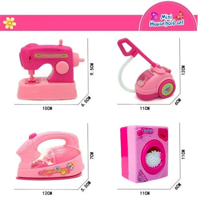 4 in 1 Mini Household Appliances Toys Set for Kids Cute Princess Barbie Theme Dream House Appliances