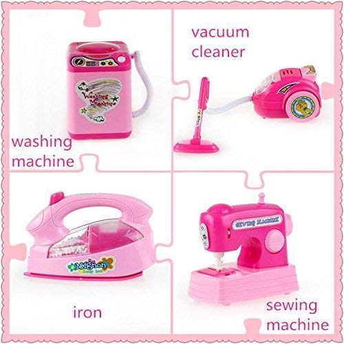 4 in 1 Mini Household Appliances Toys Set for Kids Cute Princess Barbie Theme Dream House Appliances